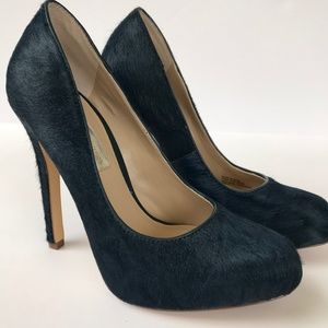 SOLD ✅ INC International Dark Blue Calf Hair Pumps